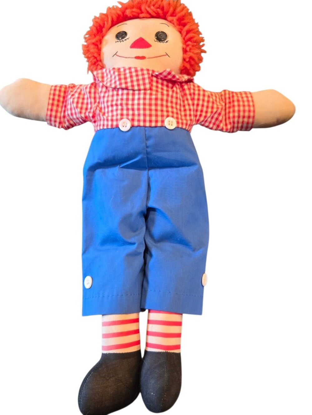 Vintage Raggedy Andy Doll Plush Toy - Blue Overalls